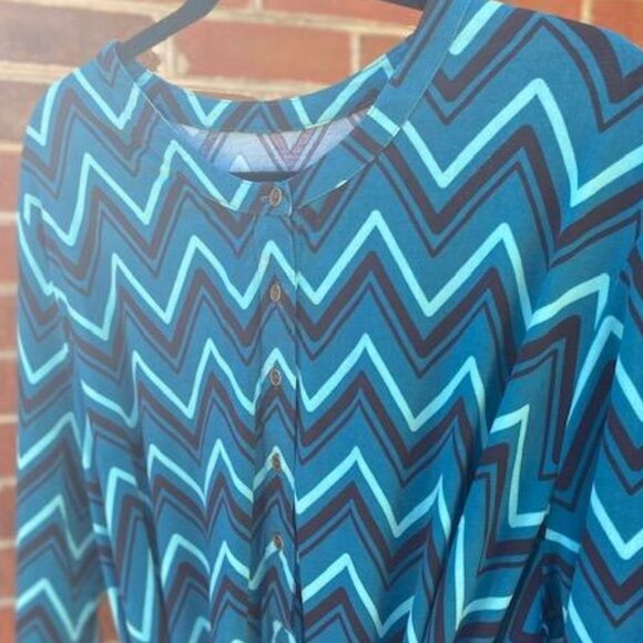 Plus size 4 Teal Black Chevron Dress Merona - Picture 4 of 9